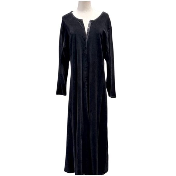 FLAX VTG 90s Y2K Velvet Black Maxi Dress Goth Jeanne Engelhart Womens Medium - Picture 2 of 10